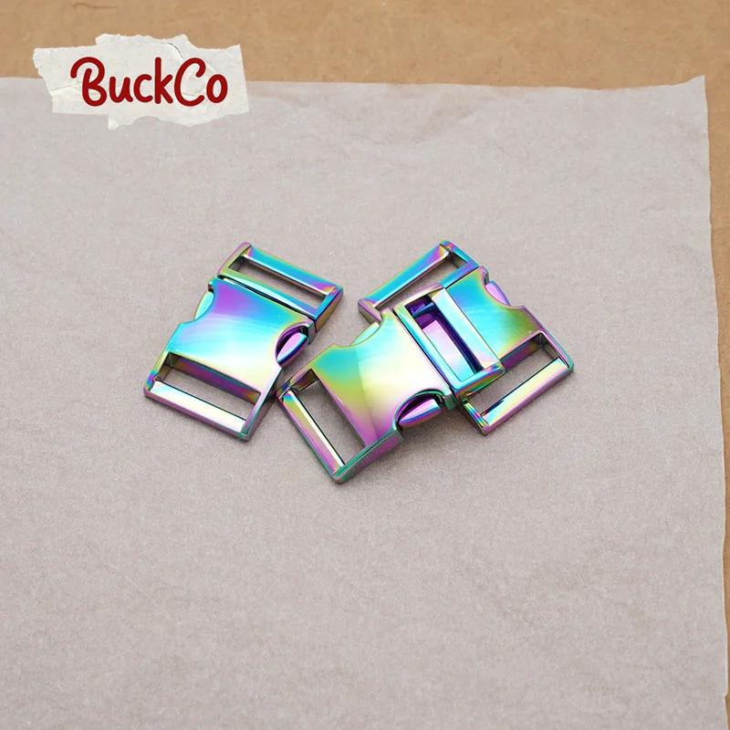 Metal release curved buckle durable hardware for  lock dog cat collars diy parts Zinc Alloy Rainbow BU25R02